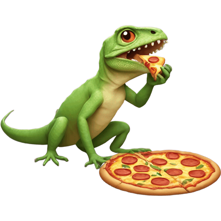 Lizard eating pizza emoji