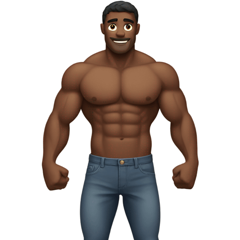 Shirtless man flexing  emoji