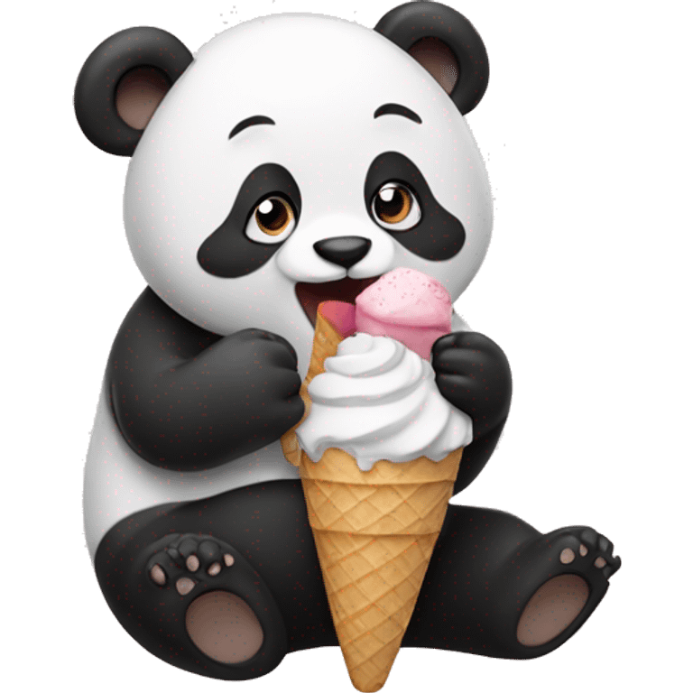 Panda eating ice cream emoji