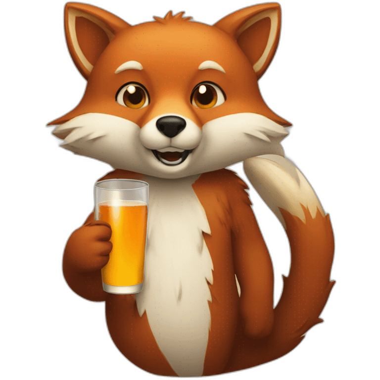 Fox drinking bear emoji