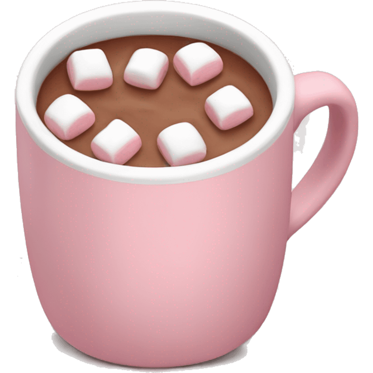 Light Pink mug of hot chocolate with marshmallows  emoji