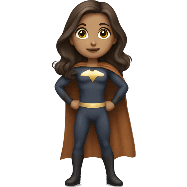 superhero, girl, long brown hair, brown eyes, hispanic emoji