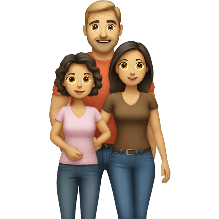 Caucasian dad, Hispanic mom, Hispanic daughter emoji