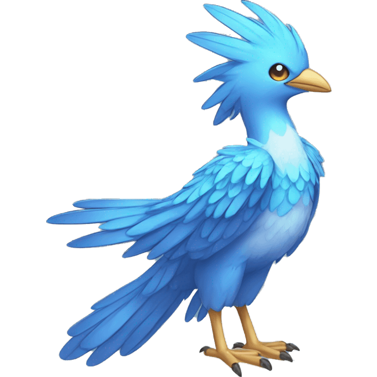 Wet Fantasy legendary blue bird water-type-Hydro-Phoenix-avian Fakemon full body emoji