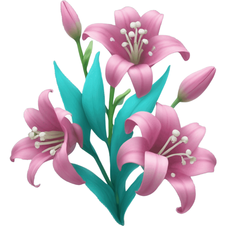 Lilly of the valley pink and cyan flowers emoji