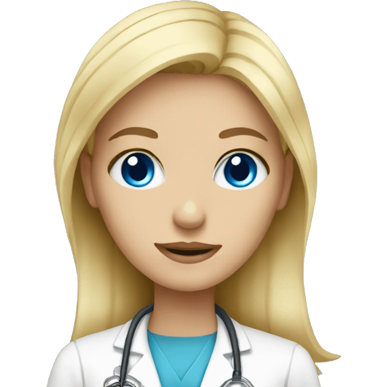 blonde girl with blue eyes doctor emoji