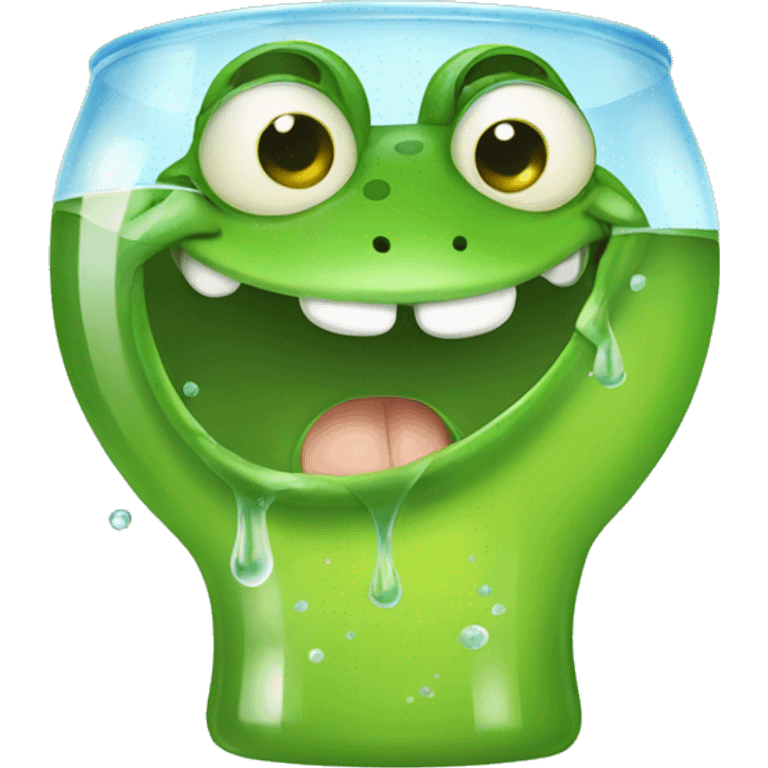 Smiling frog drinking water  emoji