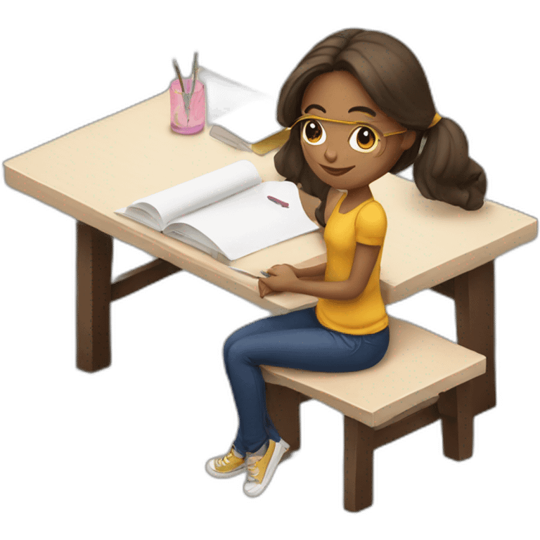 girl study on table emoji