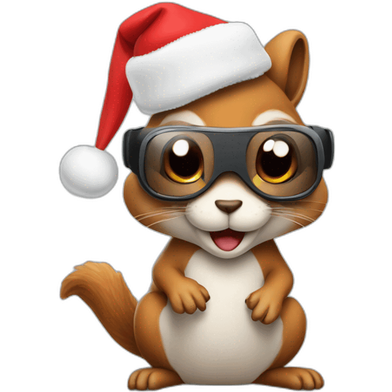 sitting christmas squirel wearing vr glasses emoji