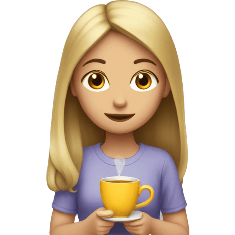 Girl reading while drinking tea emoji