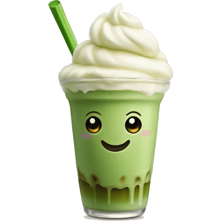 matcha latte with vanilla ice cream emoji