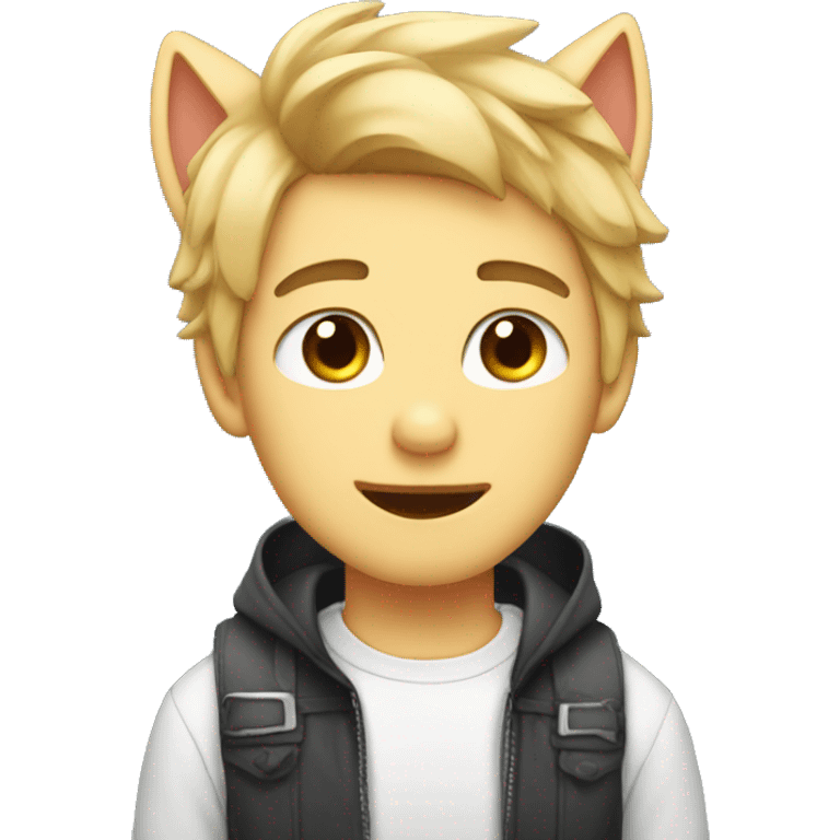 Cute guy with cat ears emoji