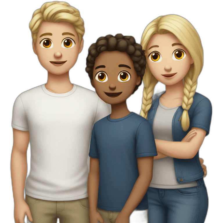 2 sisters and 1 brother white skin emoji