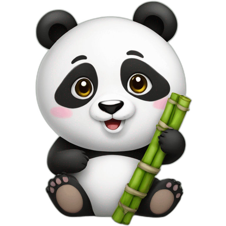 Panda met bamboe in zijn hand emoji