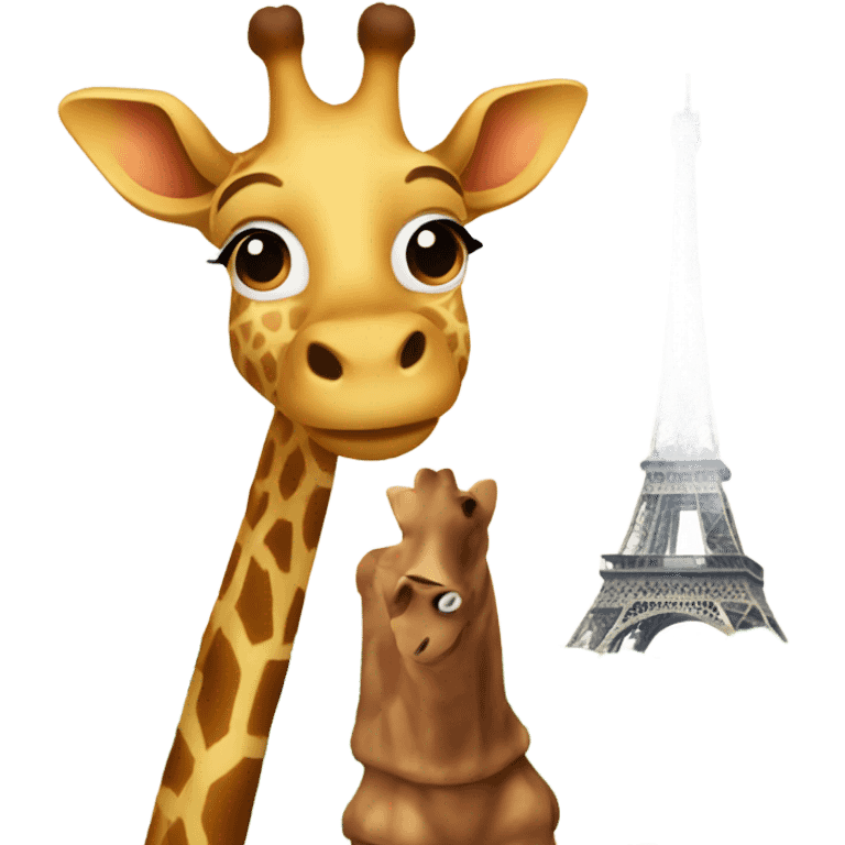 Giraffe standing in front of Eiffel Tower  emoji