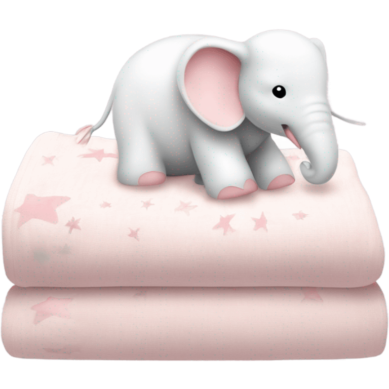 White blanket pale pink elephants and stars emoji