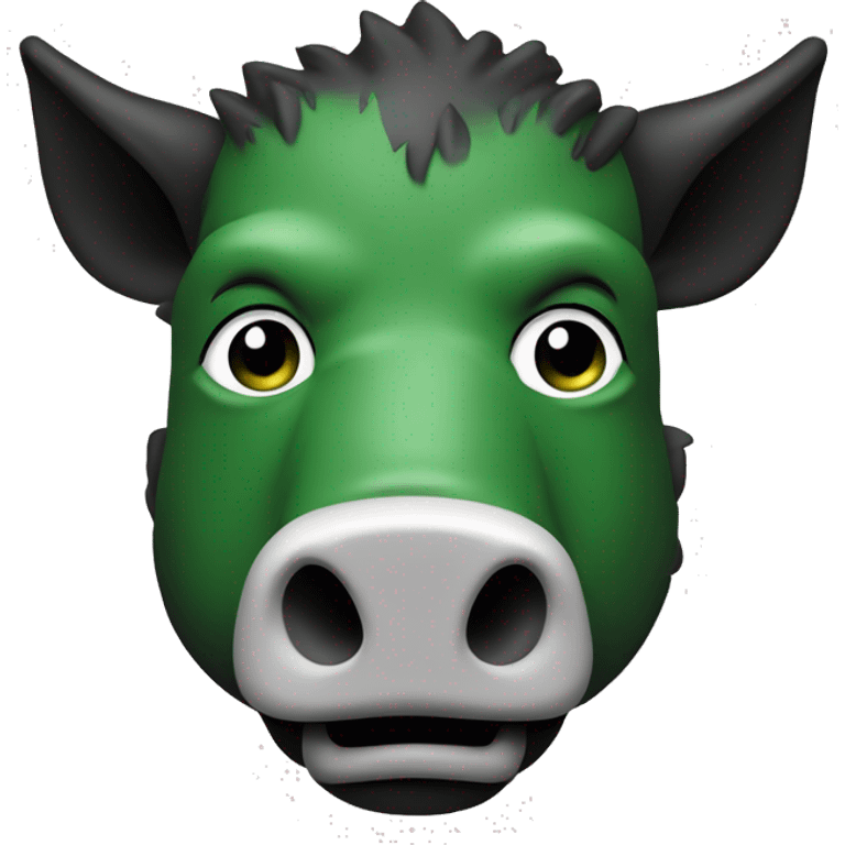 Boar’s head in black, white and green colour emoji