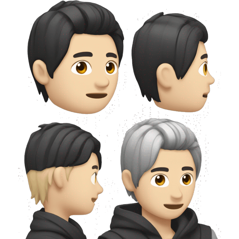 white skin color japanese man with black anime hair, make it from shoulders and create only one emoji emoji