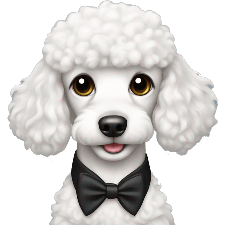 Mini white poodle in black tuxedo emoji