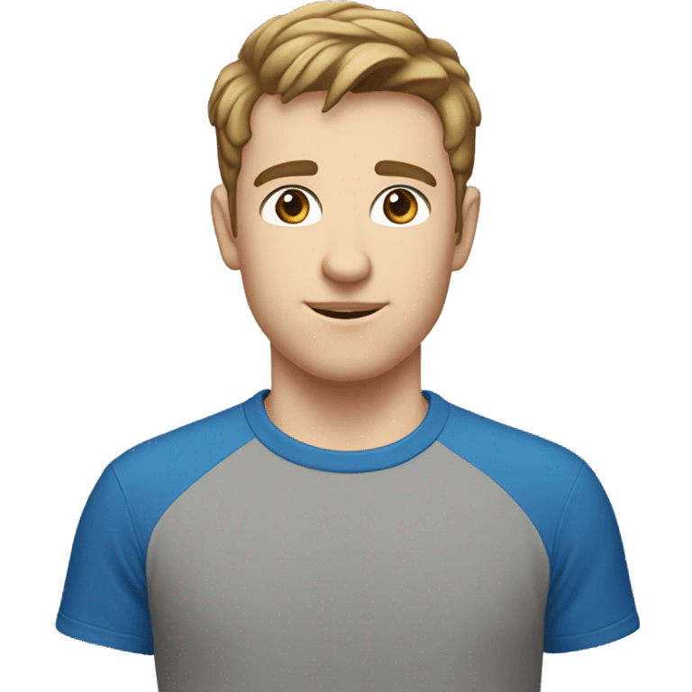 A 22 year old, White man, with short brown hair, with none facial hair,   with blue eyes wearing a t-shirt. emoji