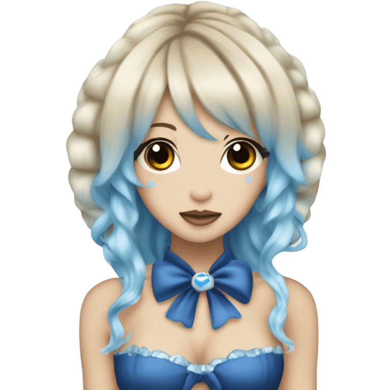 siren hime gyaru, blue skin, fins ears emoji