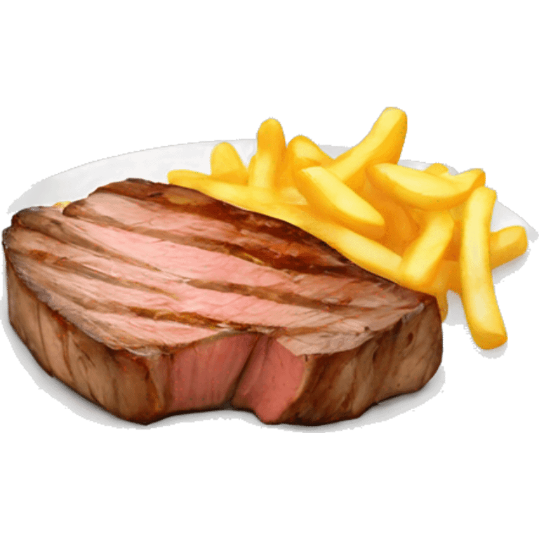 a meal dish with steak and chips emoji