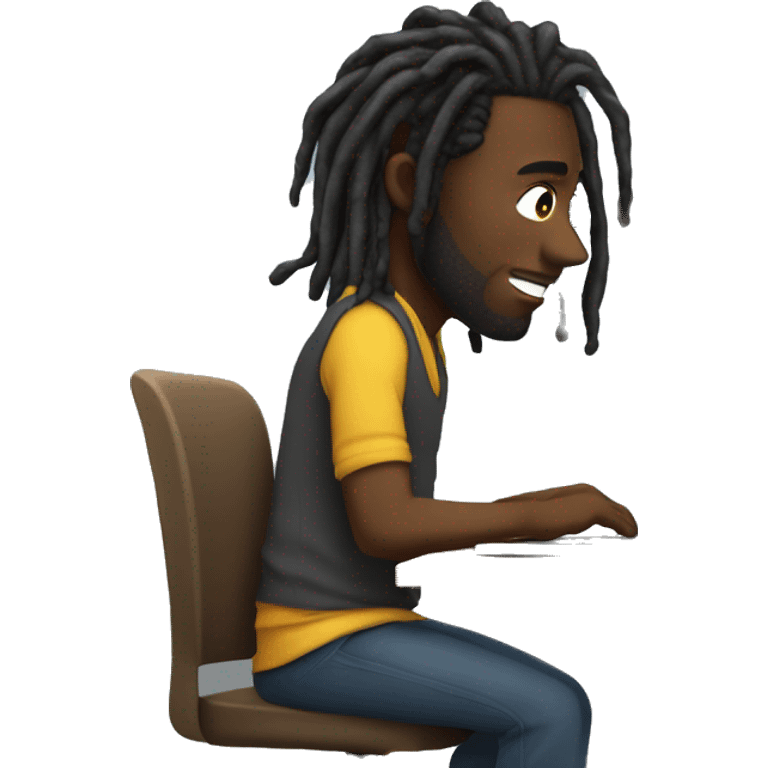 Black-guy-with-dreads-sitting-down-on-chair facing-foward-focused-on-laptop-computer- emoji