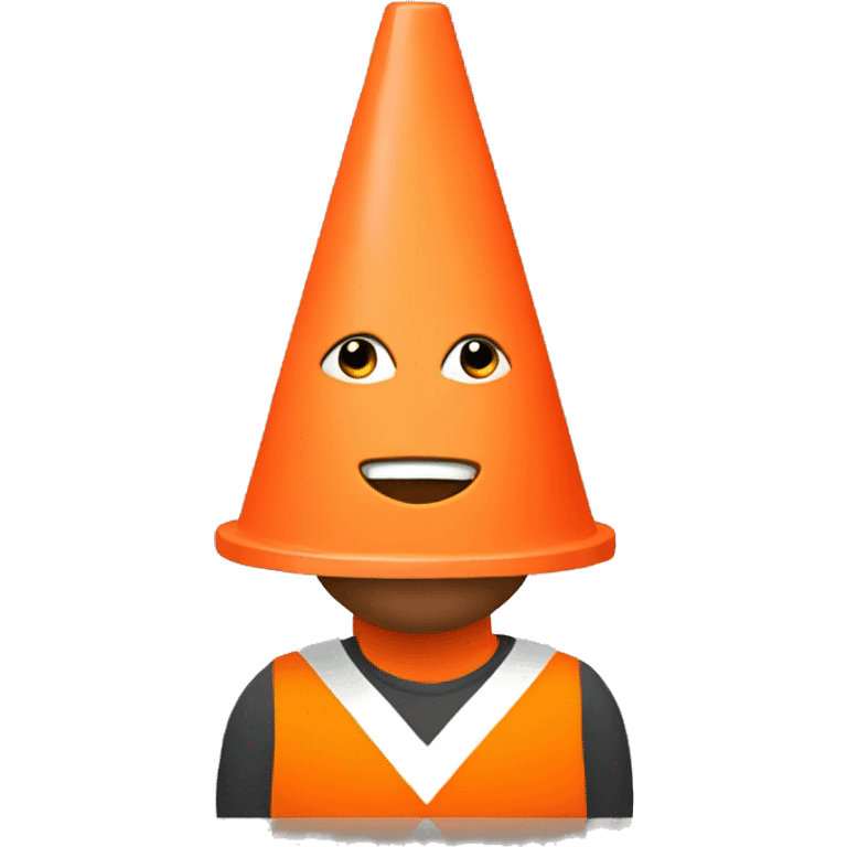 Guy with orange traffic cone instead of his head emoji