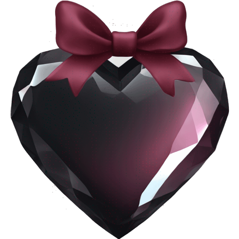 crystal black heart with burgundy bow emoji