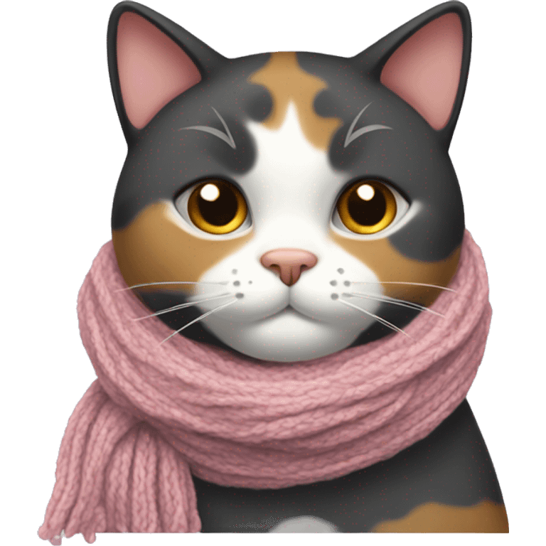 Fat Calico cat wearing a knit scarf emoji