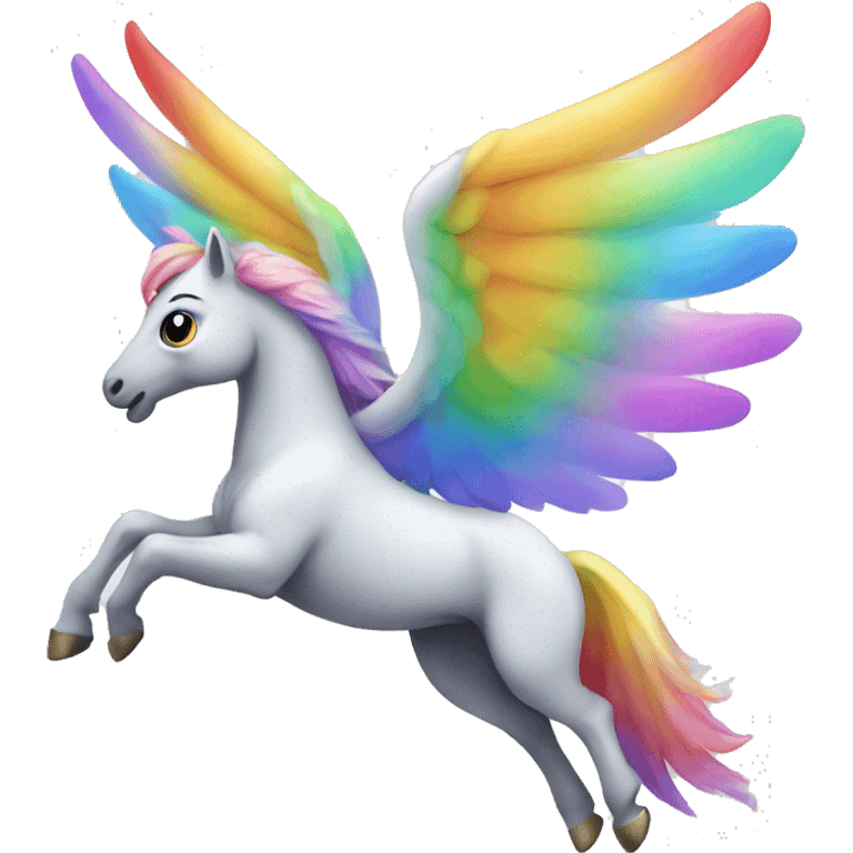 flying Pegasus with shimmering rainbow wings. emoji