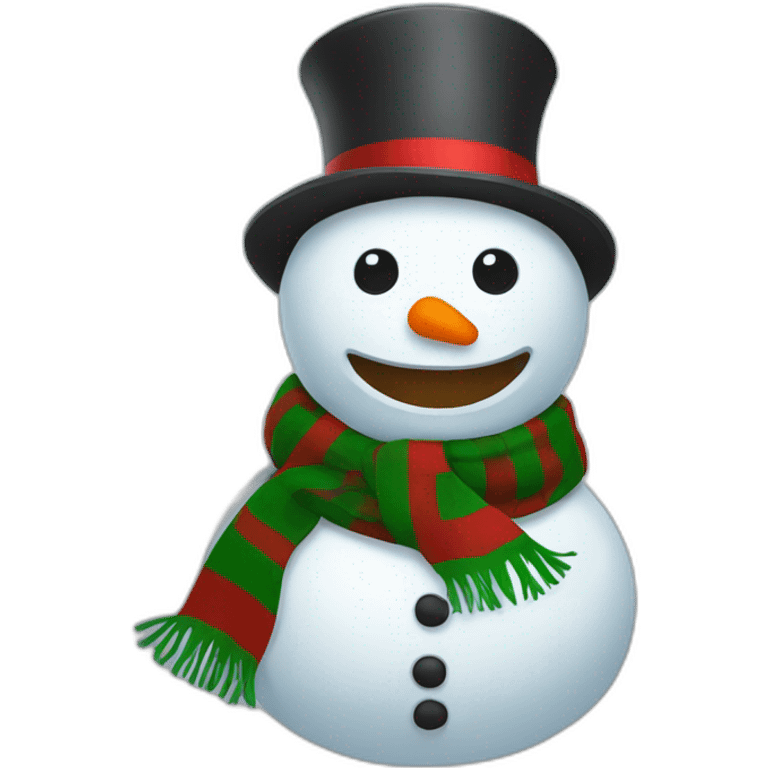 Scary snowman with red and green scarf emoji