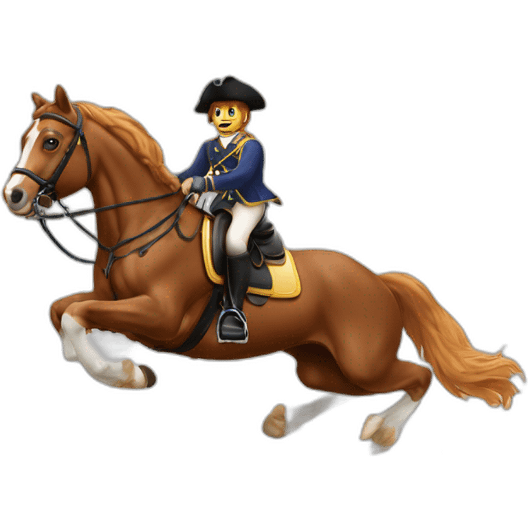 Cavalier a cheval qui saute un obstacle emoji