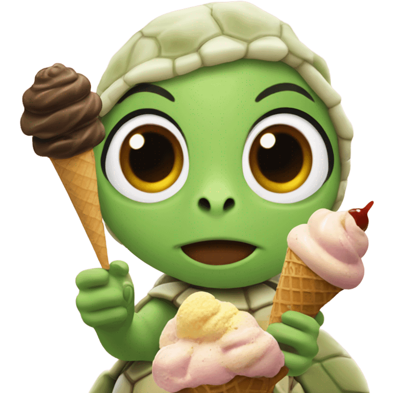 Turtle witch ice cream Watch tv emoji