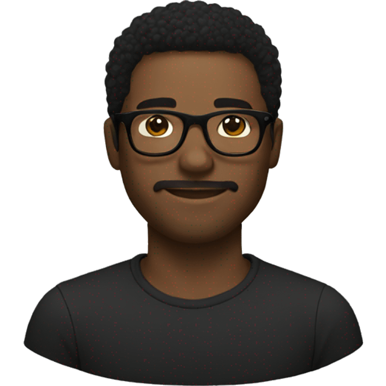 Black man, straight hair combed to the side, wearing black art square glasses emoji