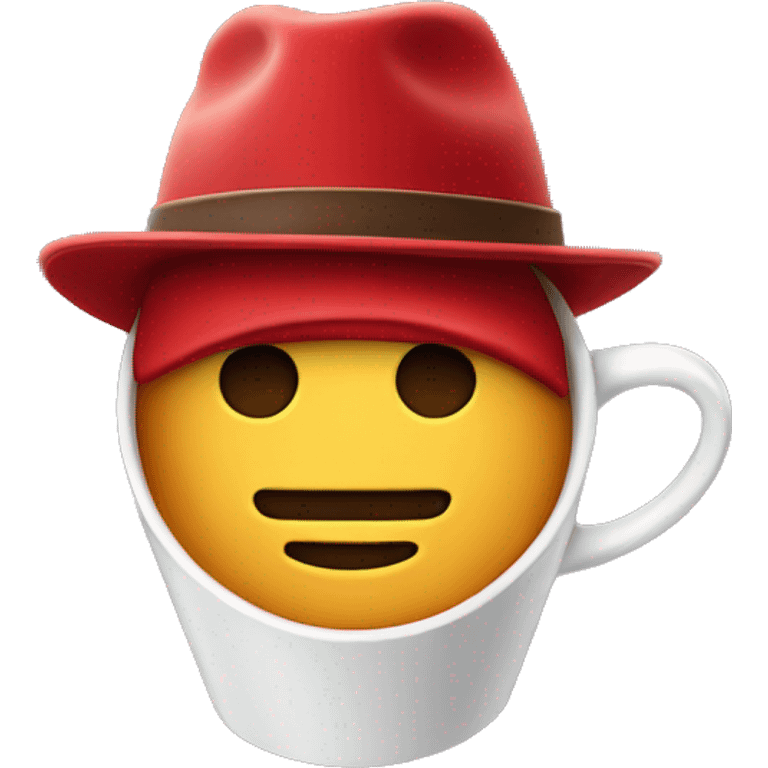 Coffee cup wearing a red hat emoji