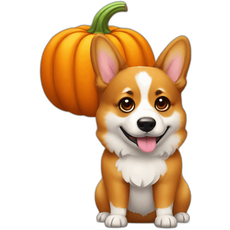 Corgi with pumpkin costume emoji