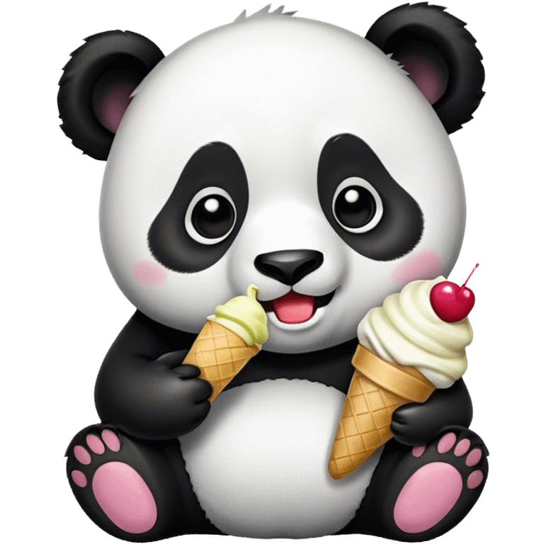 Panda eating ice cream emoji