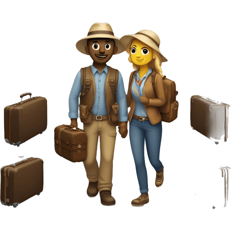 I want a traveler with suitcases and a partner ready for adventure.  emoji