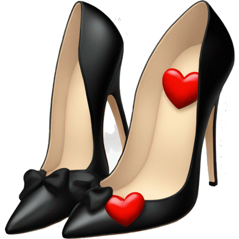 One Elegant little heel expensive shoes with a little red heart slingback black pumps  emoji