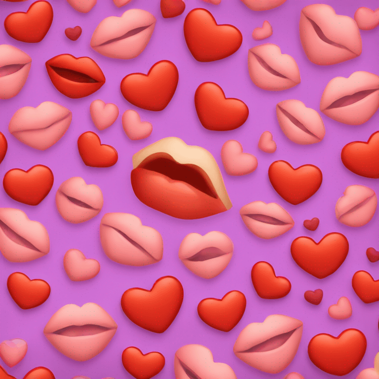 Lips and hearts emoji