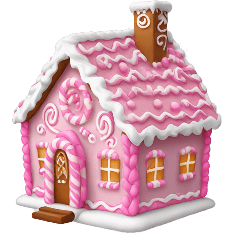 Pink and white gingerbread house emoji