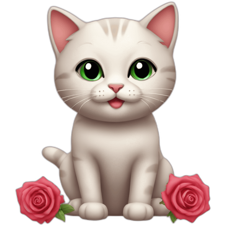 very cute Cat with rose emoji