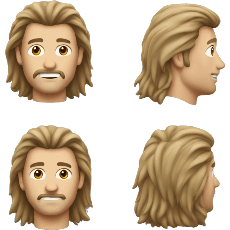 guy with long, brown, joe dirt mullet emoji