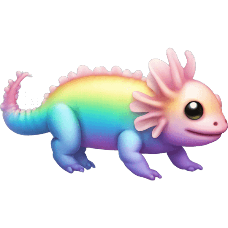 Gradient rainbow shimmery iridescent axolotl full body emoji