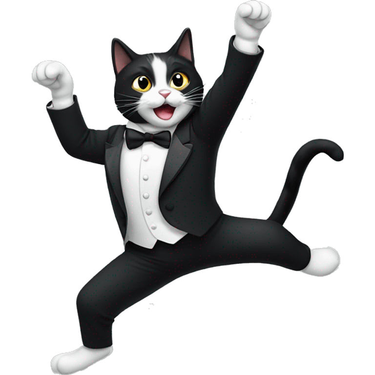 Tuxedo cat dancing emoji