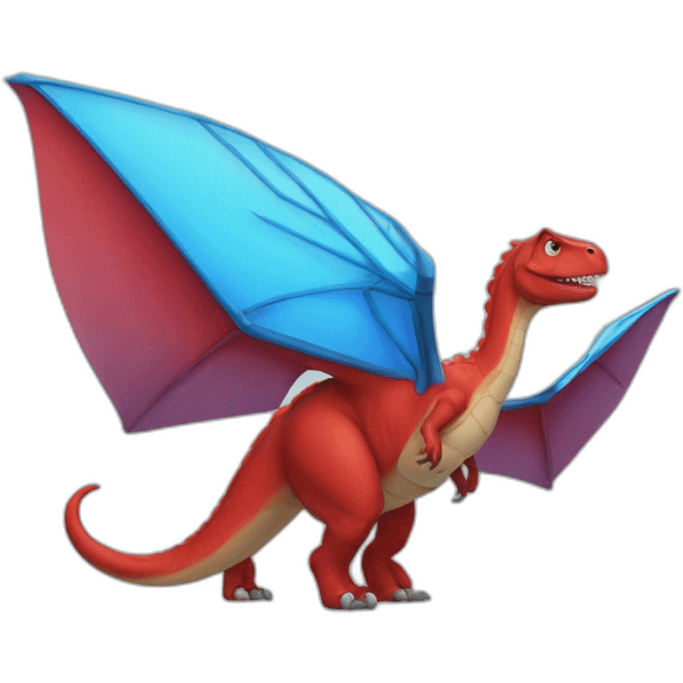 red dinosaur with blue wings emoji