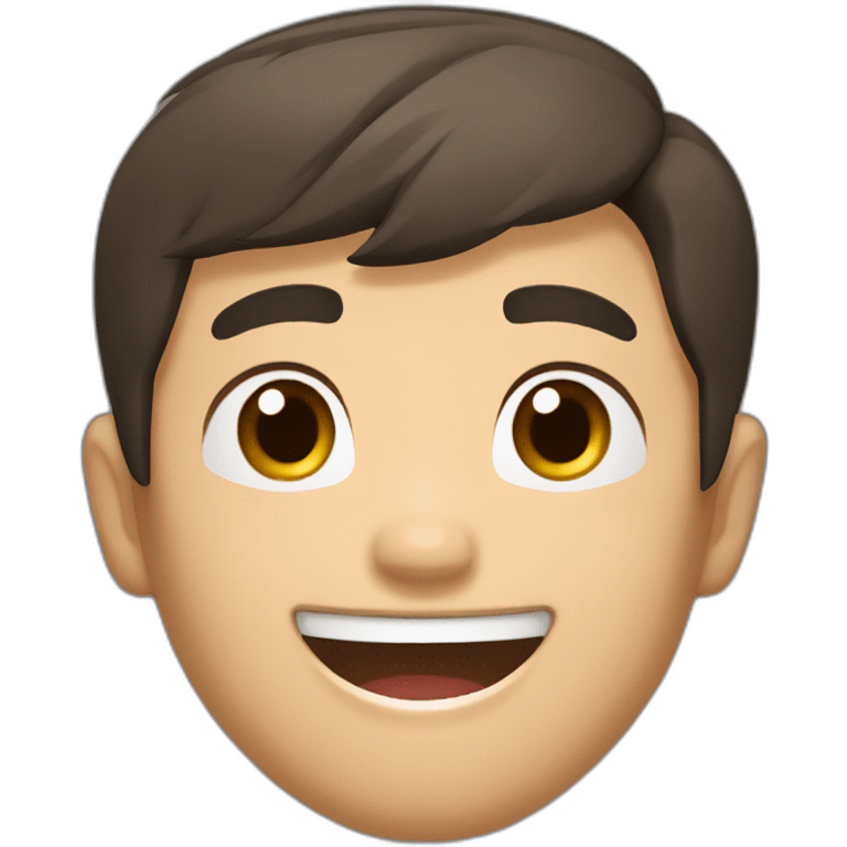 An Asian boy with a strong build, a little dark complexion, square face, strong masseter muscles, who likes to laugh. emoji