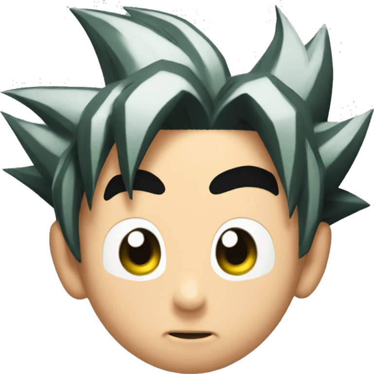 goku with black hair and eyes and green hanging ball earing emoji