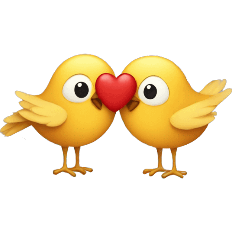 Two birds in love surrounded by a heart emoji